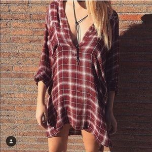 Planet Blue Vintage Plaid Shirt Dress